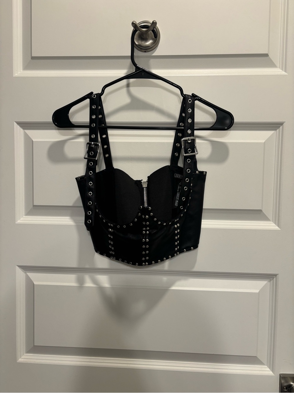 Current Mood Black Studded Buckle Crop Bustier